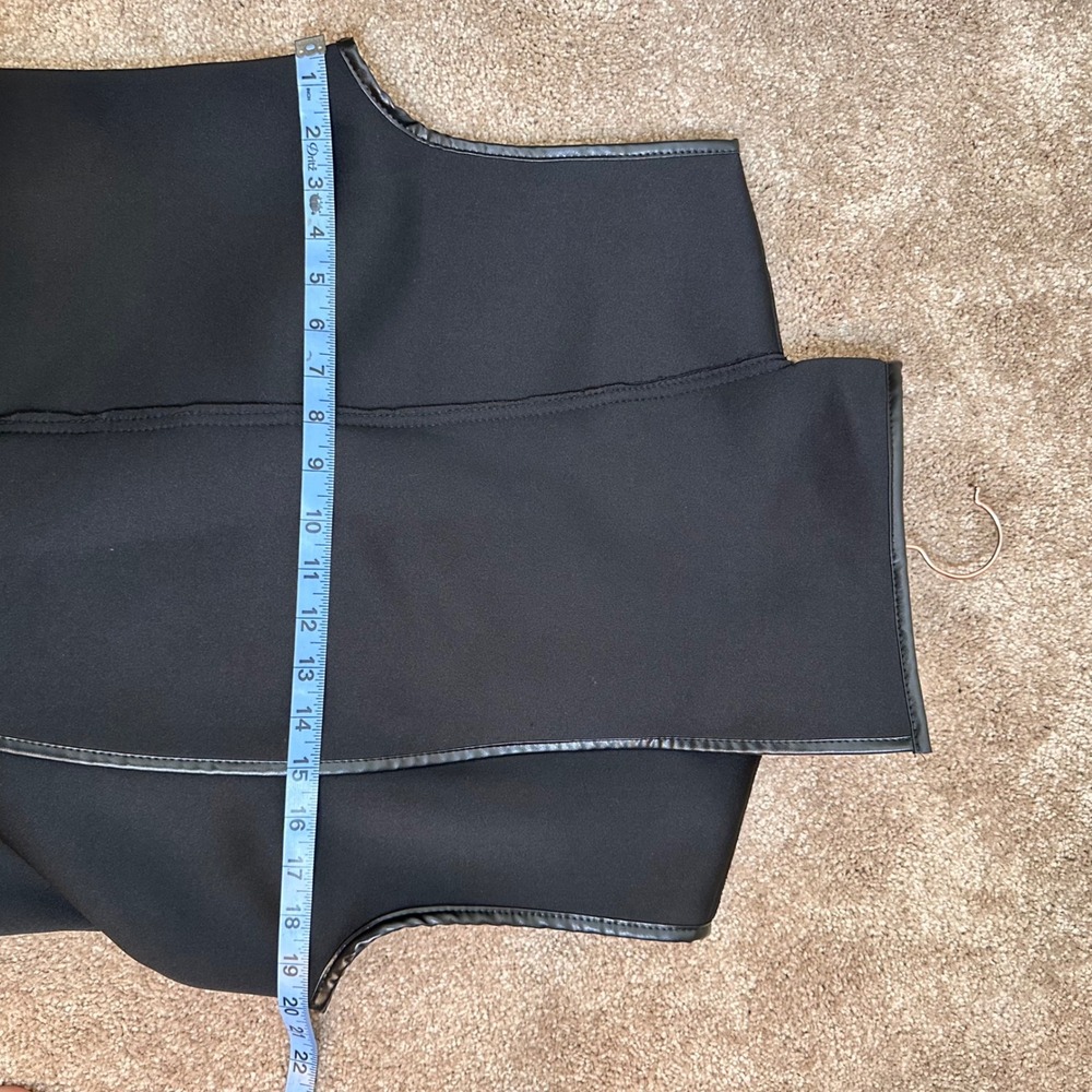 Metamorphoza Black Neoprene Asymmetrical Wrap Vest Funnel Neck Longline Jacket M - Picture 7 of 8